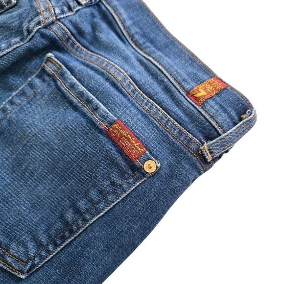 7 for All Mankind Ankle Skinny Jeans Womens 27 Blue Denim Frayed Zip Fly Stretch - Picture 8 of 8